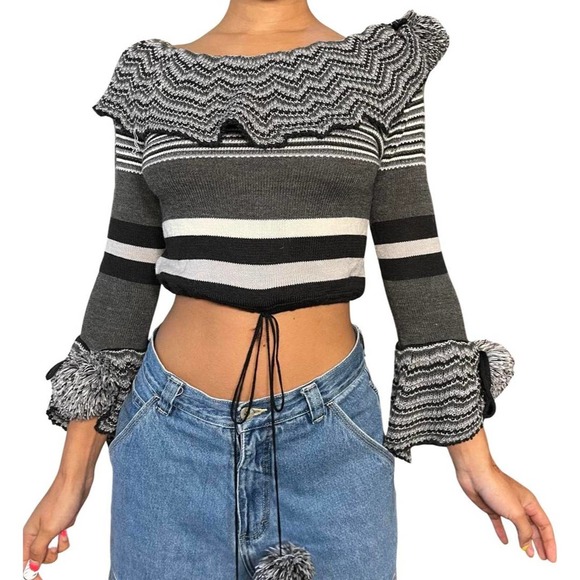 Vintage 2000s crop knit sweater (XS-M) - Picture 1 of 7